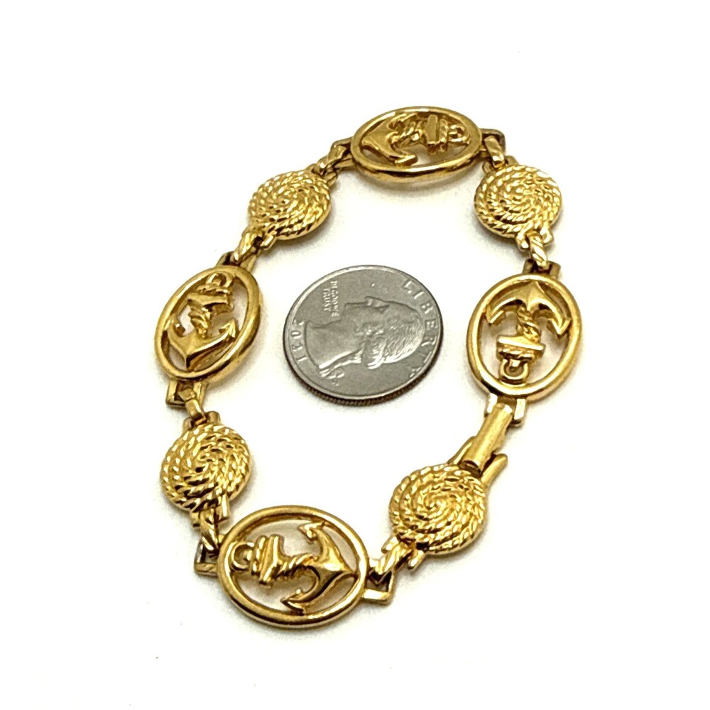 Vintage Avon Ships and Rope Twist Link Bracelet Gold Tone Nautical 8.5” 1994 - Picture 8 of 8